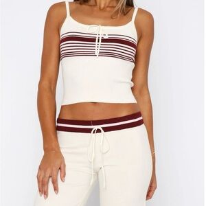 Striped Cream and Red Knit Set